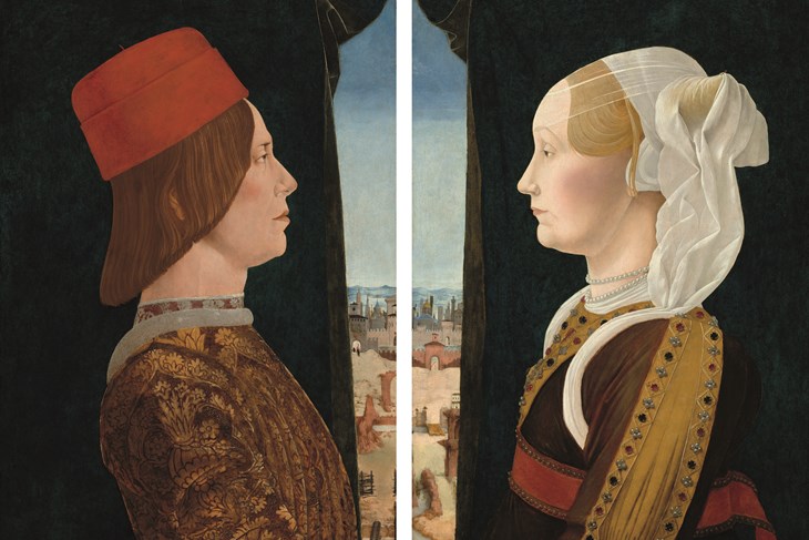 Ercole de' Roberti "Giovanni II Bentivoglio e Ginevra Sforza", 1473-74 (Washington, National Gallery of Art, Samuel H. Kress Collection)